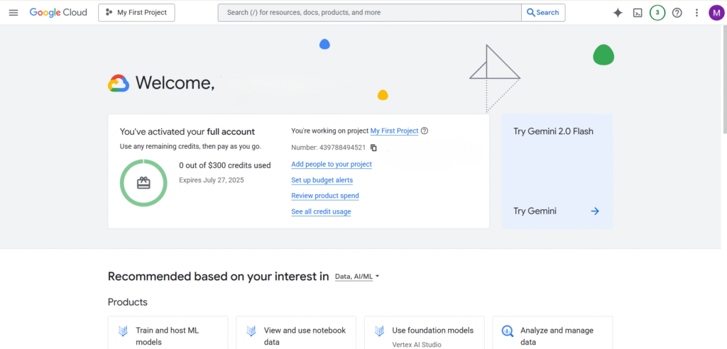 google cloud console