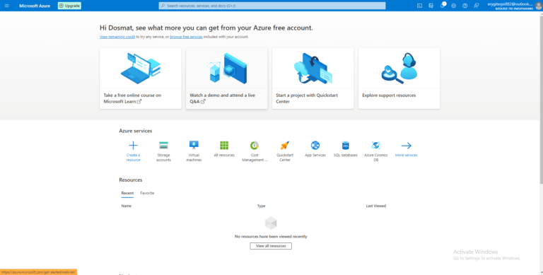 Azure cloud account